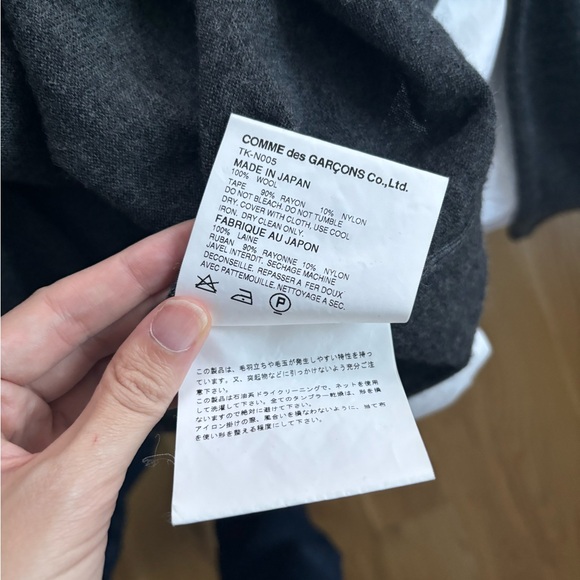 Comme des garcons tricot vintage grey wool cardigan with velvet bow - Picture 5 of 7